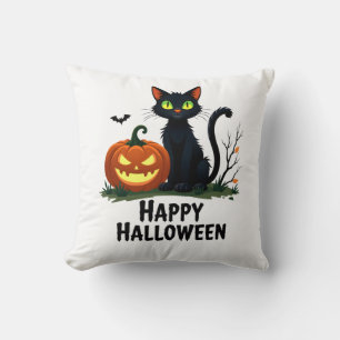 Happy Halloween Black Cat Rescue T-shirt Pumpkin Cushion