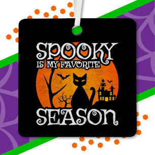 Happy Halloween Black Cat Spooky Season Funny Hall Metal Tree Decoration