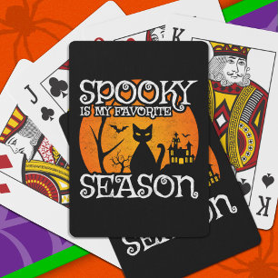 Happy Halloween Black Cat Spooky Season Funny Hall Playing Cards