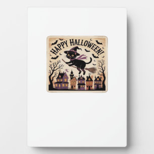 Happy Halloween Black Cat Witch Classic T-Shirt Plaque