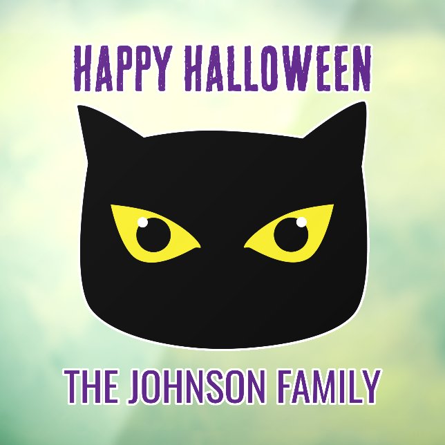 Happy Halloween black cat yellow eyes Family name (Sheet 3)