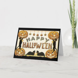 Happy Halloween Black Cats an Pumpkin Card