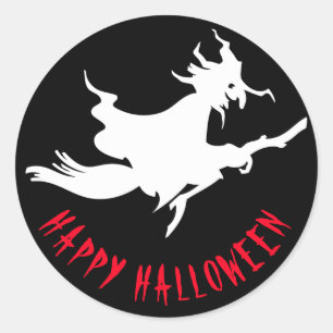 Happy Halloween black funny customisable Classic Round Sticker
