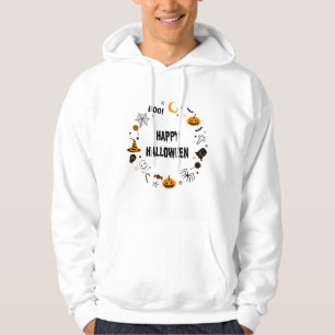 HAPPY HALLOWEEN: Black Illustrated Halloween Hoodie