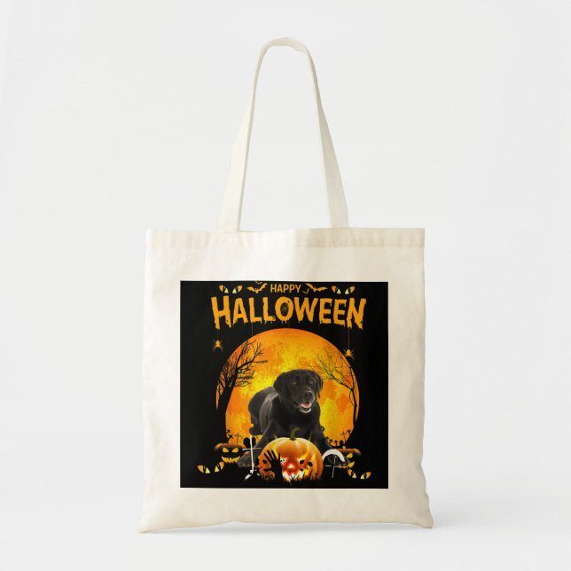 Happy Halloween Black Lab Dog Pumpkin Costumes Tha Tote Bag (Front)