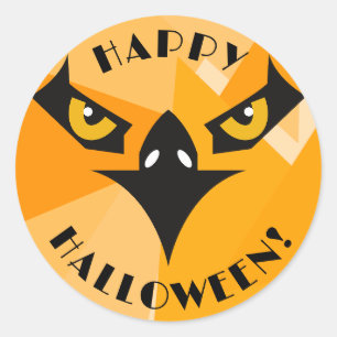 Happy Halloween Black Orange Classic Round Sticker
