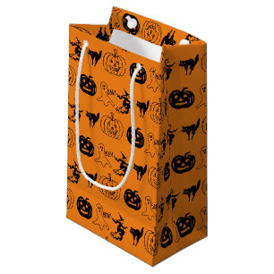 Happy Halloween black orange spooky favours Small Gift Bag