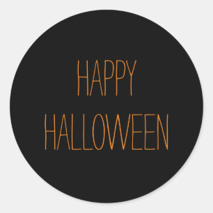 Happy Halloween black orange spooky handwritten  Classic Round Sticker
