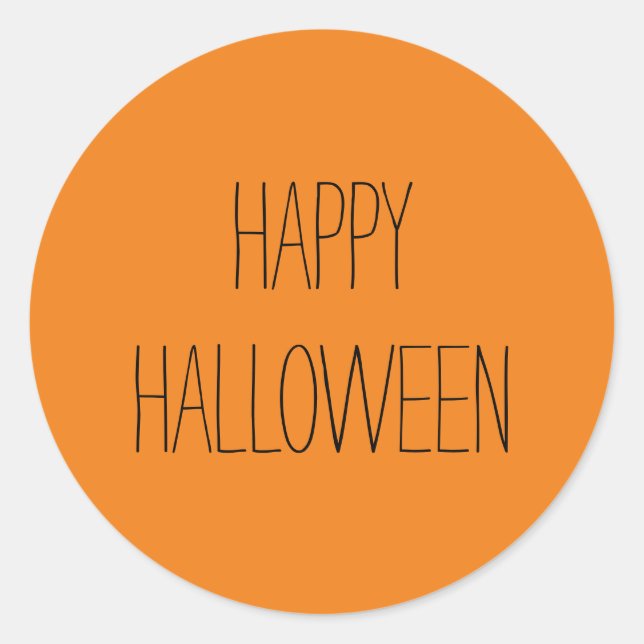 Happy Halloween black & orange spooky handwritten Classic Round Sticker (Front)