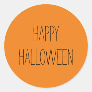 Happy Halloween black & orange spooky handwritten Classic Round Sticker
