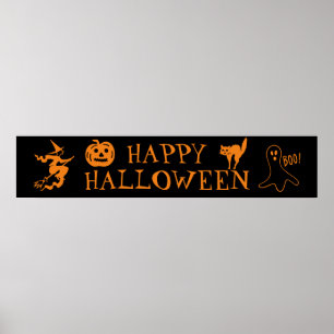 Happy Halloween black orange spooky Poster