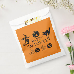Happy Halloween black & orange white spooky  Favour Bag