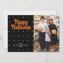 Happy Halloween Black Photo Holiday Card