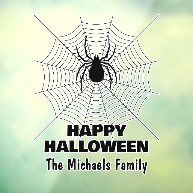 Happy Halloween Black spider on web family name (Sheet 3)