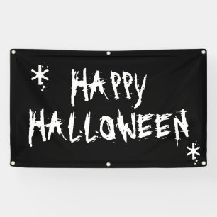 Happy Halloween black white scary spooky banner