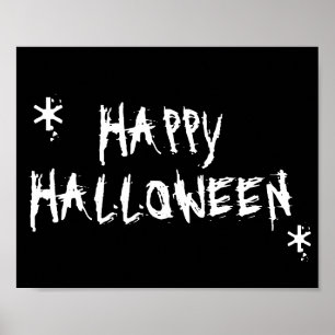 Happy Halloween black white scary typography decor