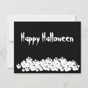 Happy Halloween black white skeletons funny card