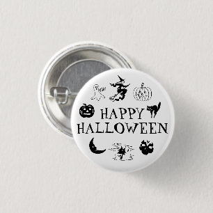 Happy Halloween black white spooky costume 3 Cm Round Badge