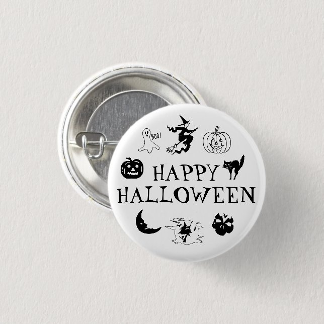 Happy Halloween black white spooky costume 3 Cm Round Badge (Front & Back)