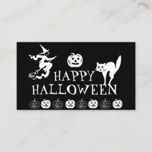 Happy Halloween black white spooky Enclosure Card