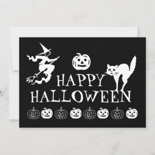 Happy Halloween black white spooky Holiday Card