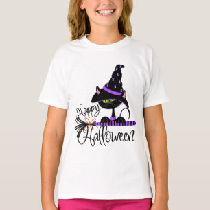 Happy Halloween Black Witch Cat Shirt