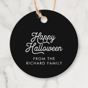 Happy Halloween Black with White Text Favour Tags