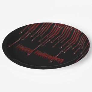 Happy Halloween Blood Drips Paper Plate
