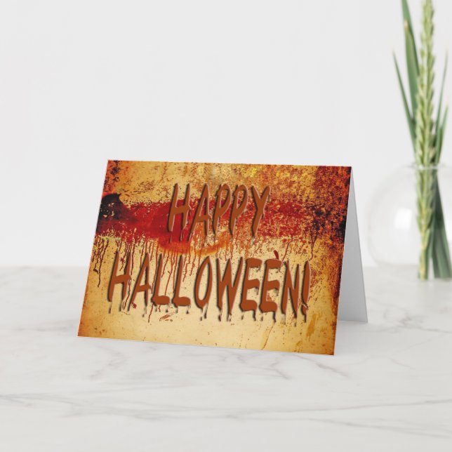 Happy Halloween Blood Stained Wall Card (Front)