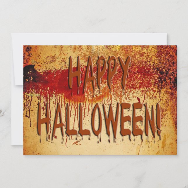 Happy Halloween Blood Stained Wall Invitation (Front)