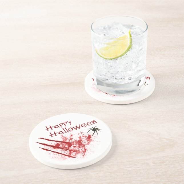Happy Halloween Bloody Scratches Coaster (Side)