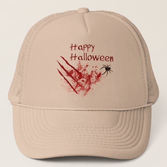 Happy Halloween Bloody Scratches Trucker Hat (Front)