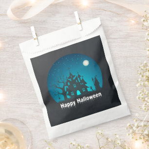 Happy Halloween Blue and Black Haunted House Favour Bag