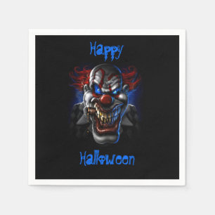 Happy Halloween Blue Eyes Evil Clown Napkin