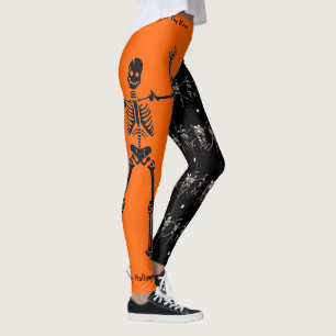 Happy Halloween Bone Dancing Skeletons Leggings
