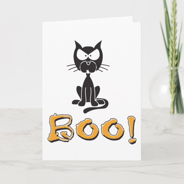 Happy Halloween Boo Black Cat Card (Front)