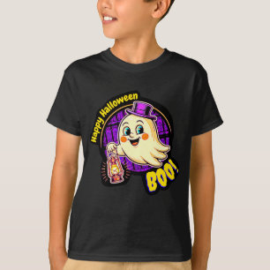 Happy Halloween BOO! Cute Retro Ghost with Lantern T-Shirt