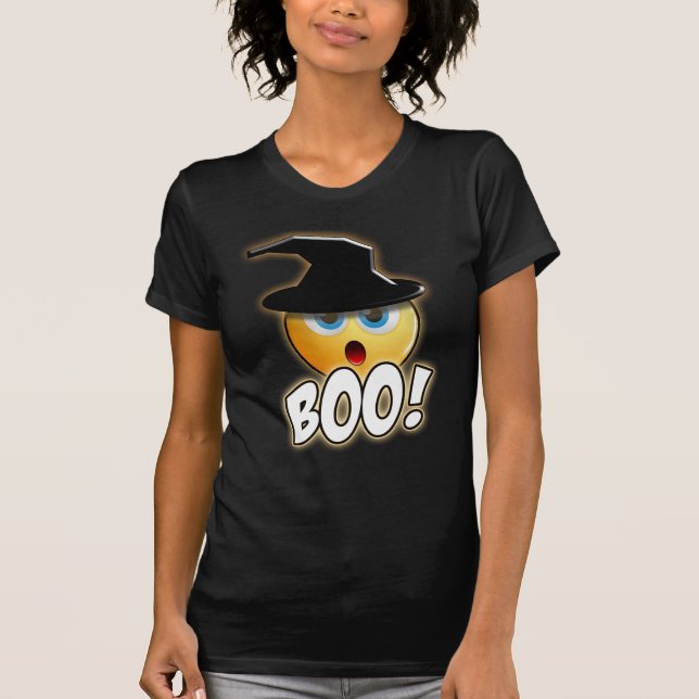 Happy Halloween Boo - Funny Emoji Witch T-shirt (Front)