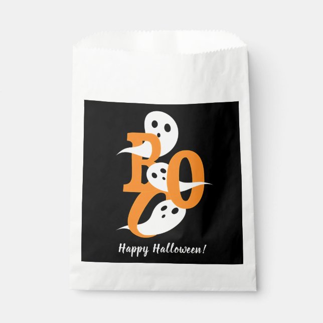 Happy Halloween Boo Ghosts Black Favour Bag (Front)