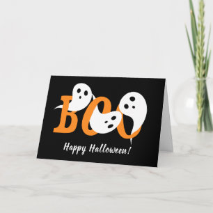 Happy Halloween Boo Ghosts Black Holiday Card