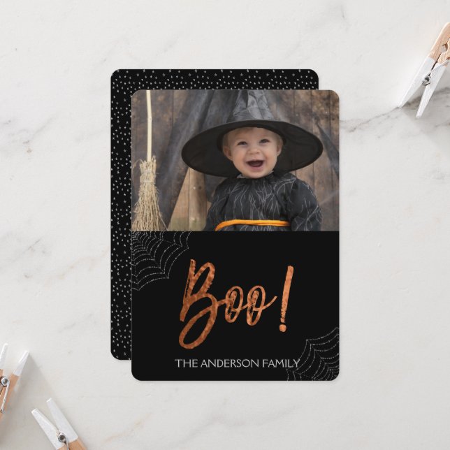 Happy Halloween Boo! Halloween Photo Card (Front/Back In Situ)