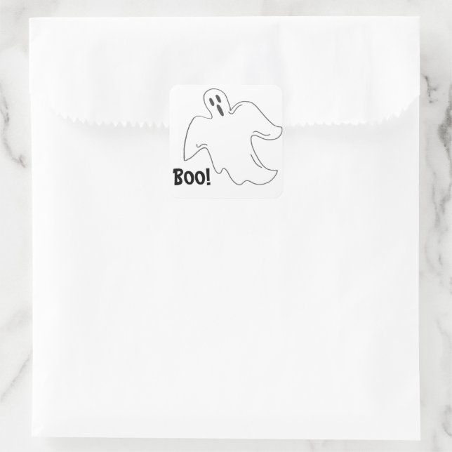 Happy Halloween Boo Spooky Ghost Haunted House Square Sticker (Bag)