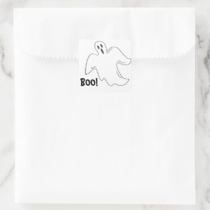 Happy Halloween Boo Spooky Ghost Haunted House Square Sticker