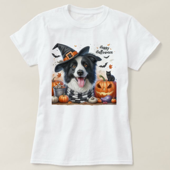 Happy Halloween Border Collie Dog Lovers T-Shirt (Design Front)