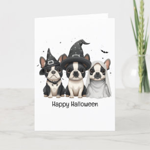 Happy Halloween Boston Terrier Dogs Holiday Card