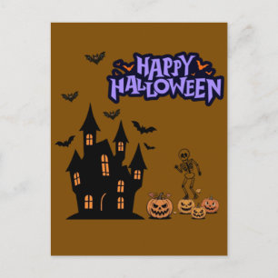 Happy Halloween brown Postcard