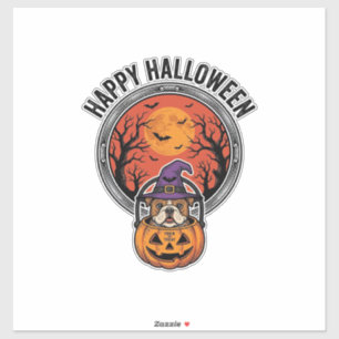 Happy Halloween Bulldog Witch Pumpkin Vintage Shir