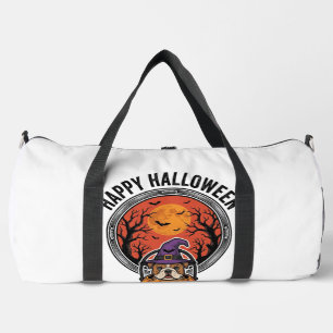 Happy Halloween Bulldog Witch Pumpkin Vintage Shir Duffle Bag