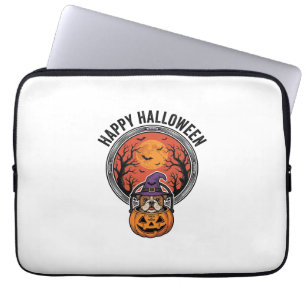 Happy Halloween Bulldog Witch Pumpkin Vintage Shir Laptop Sleeve
