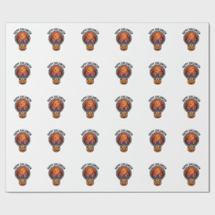 Happy Halloween Bulldog Witch Pumpkin Vintage Shir Wrapping Paper